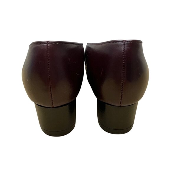 Robert Clergerie Burgundy Leather Habana Square-Toe Block Heel Shoes Sz 5.5B-New - Picture 4 of 9